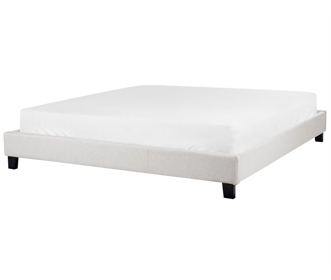 Beliani Cama com estrado Poliéster ROANNE 190x213 Cinza Claro