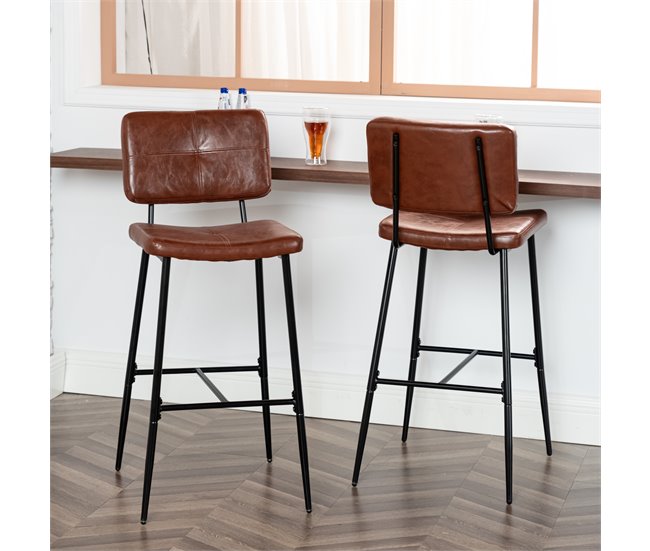 MEUBLES COSY Conjunto De Cadeiras De Bar Confortáveis E Duráveis Castanho