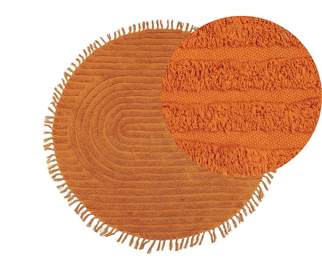 Beliani Entrelaçado HALFETI 140x140 Laranja