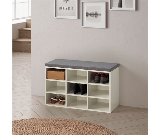 Banco de sapato Samuel 9 Furos 81 Branco/cinza