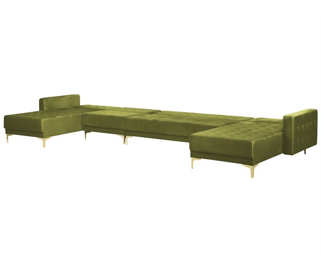 Beliani Sofá-cama Veludo ABERDEEN Verde