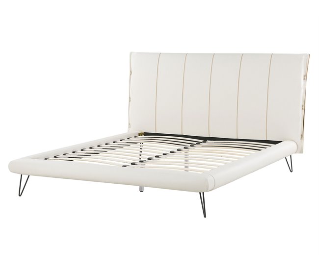 Beliani Cama com estrado Pele sintética BETIN 230x200 Creme