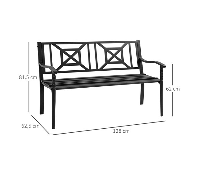 Banco de Jardim Aço Outsunny 128x62 Preto
