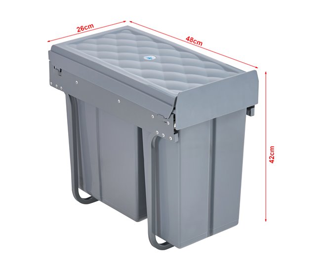 Caixote do lixo extraível Froland capacidade 1 x 20 L + 1 x 10 L Cinza