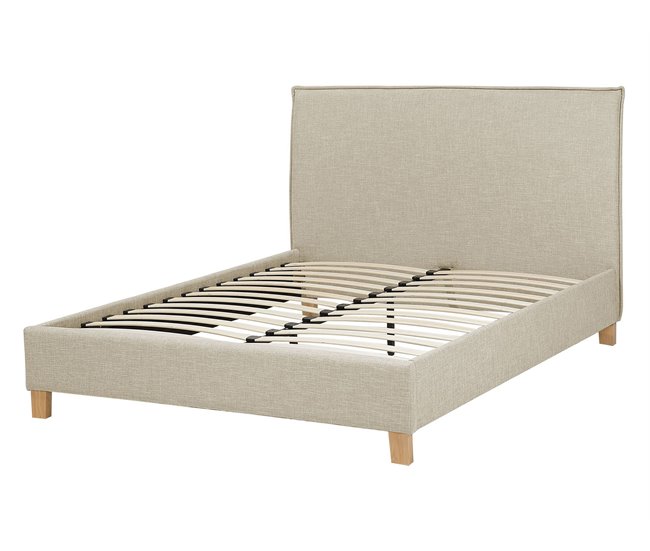 Beliani Cama com estrado Poliéster SENNEZ 155x216 Bege