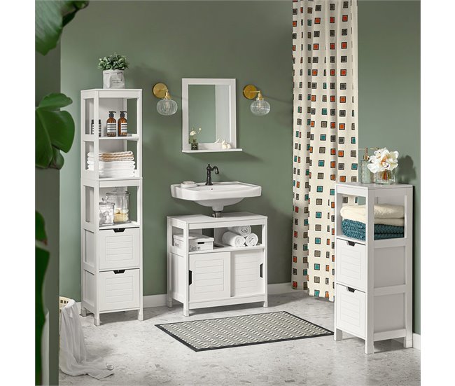 Armário debaixo do lavatório FRG128-SG SoBuy 60 Branco