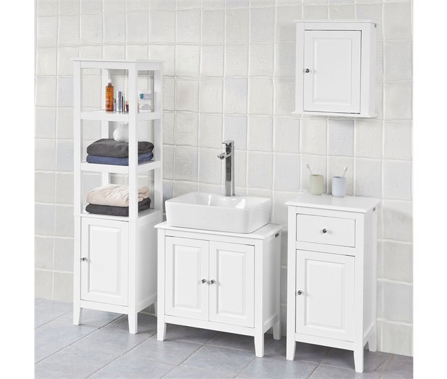 Armário inferior de 2 portas para lavatório FRG202-W SoBuy 60 Branco