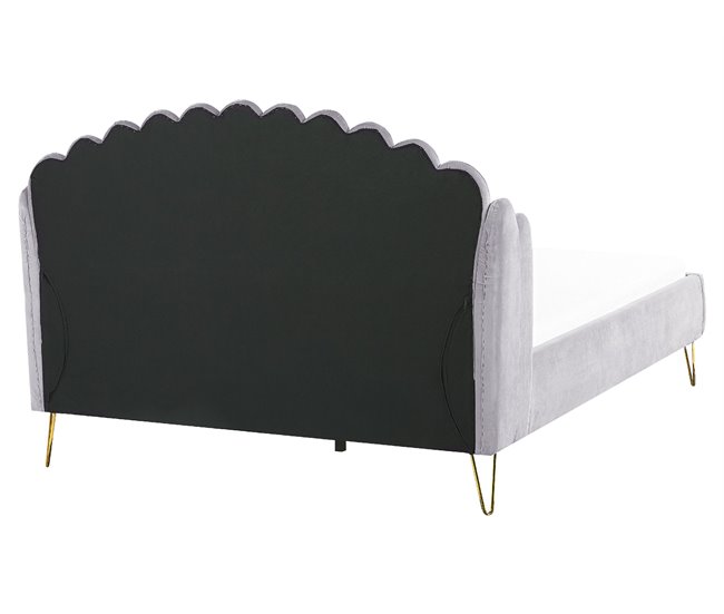 Beliani Cama com estrado Veludo AMBILLOU 177x214 Bege