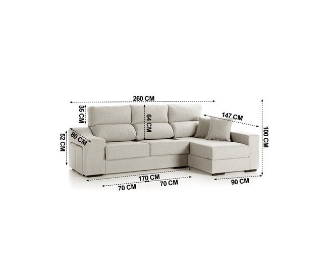 Chaise longue LUCIA IV Cinza Claro