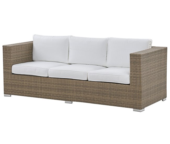 Beliani Conjunto lounge Ratan sintético BELLUNO Branco
