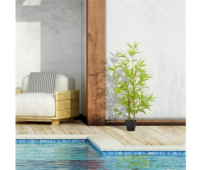Bambú Artificial PE, PP, Cimento Outsunny, casa - decoração Verde