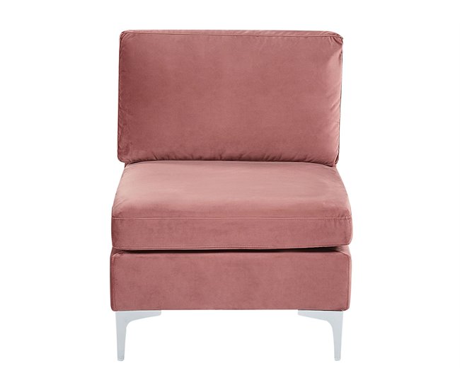 Beliani Sofá com repousa-pés Veludo EVJA Rosa