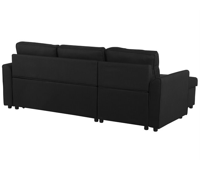 Beliani Sofá esquinero Poliéster NESNA Preto