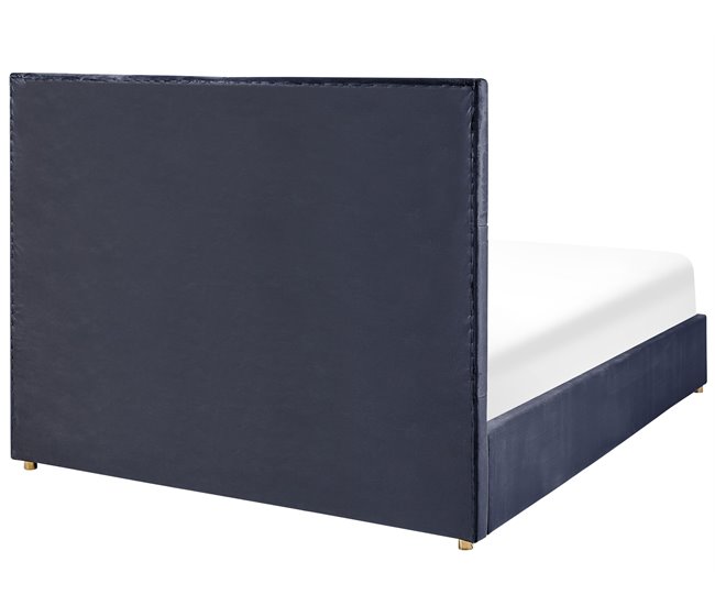 Beliani Cama com estrado Veludo VERNOYES 170x214 Preto