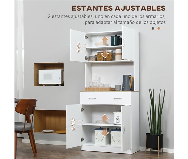Armário de Cozinha Melamina de Madeira HOMCOM, casa - cozinha Branco