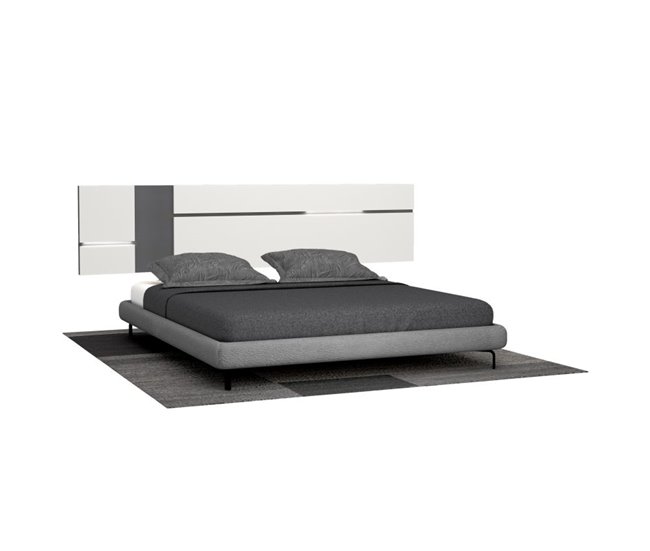 Cabeceira de cama Ataneq Air Leds Cinza Escuro