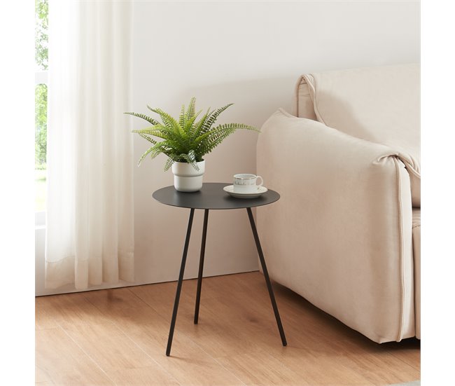 Mesa de apoio redonda Sula 3 pés metal [en.casa] 40x40 Preto