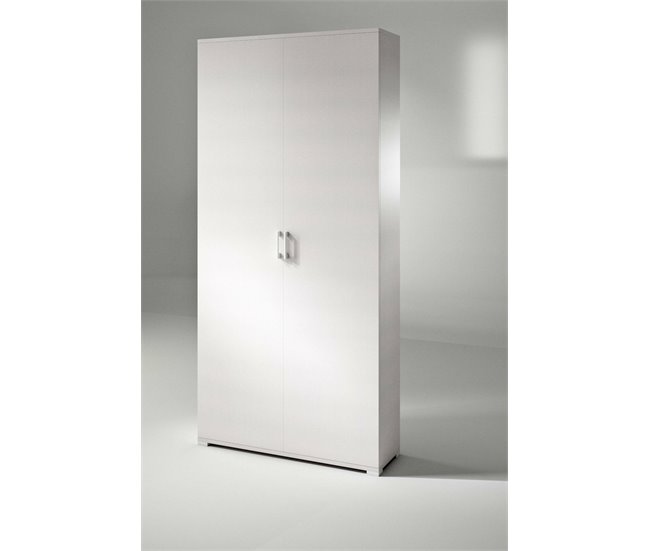 Armário multiuso com 2 portas com efeito madeira 90 Branco
