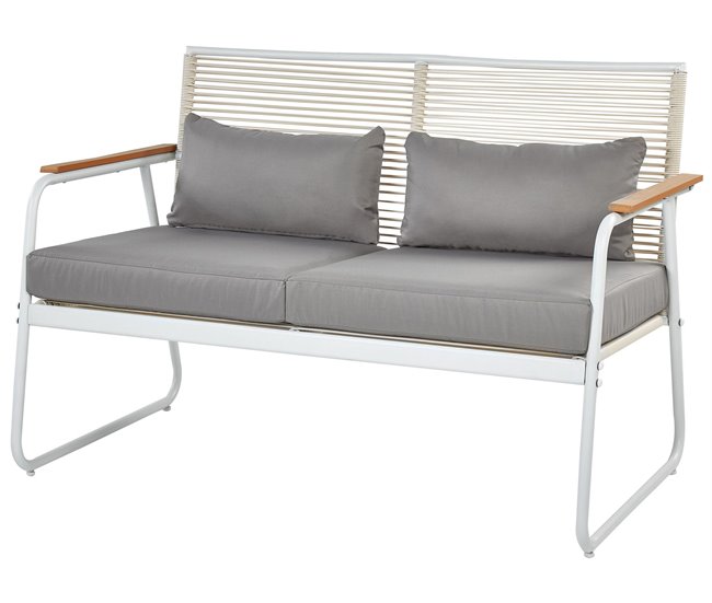 Beliani Conjunto lounge Aço POMONTE Branco