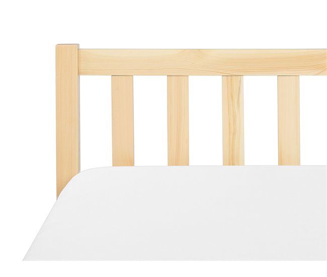 Beliani Cama com estrado Pinho FLORAC Castanho