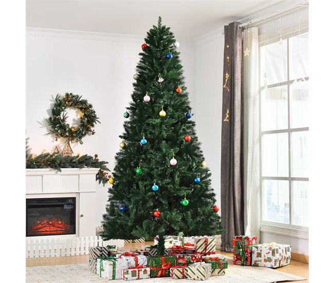 Árvore de Natal Artificial 240cm PVC, Aço HOMCOM, casa - natal Verde