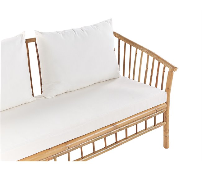 Beliani Conjunto lounge Madeira de bambu MAGGIORE Castanho
