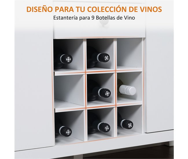 Aparador Melamina de Madeira HOMCOM, casa - cozinha Branco