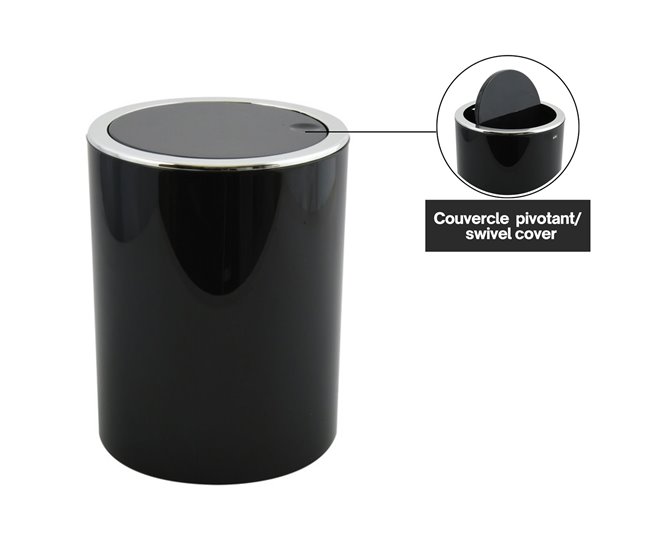 Lata de lixo de 6 l para banheiro Preto