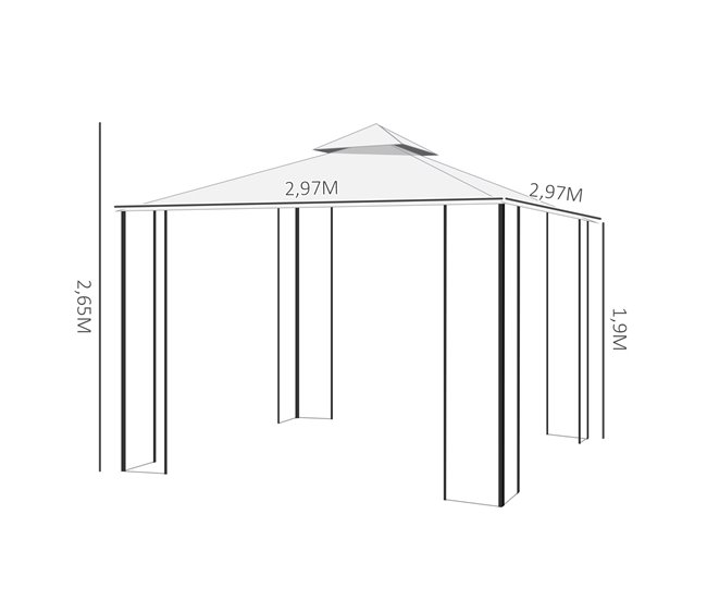Pérgola de Jardim Aço e Poliéster Outsunny 297x297 Bege