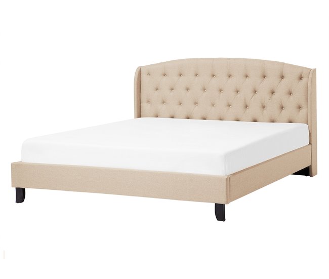 Beliani Cama com estrado Poliéster BORDEAUX 147x217 Bege