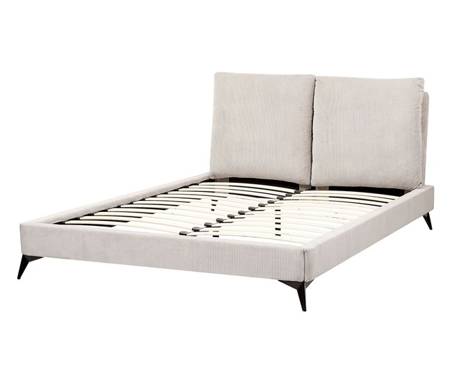 Beliani Cama com estrado Bombazine MELLE 155x240 Bege