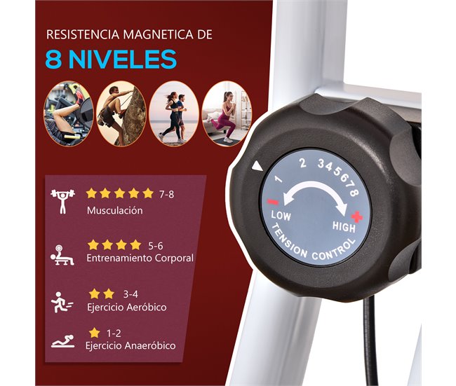 Bicicleta ergométrica em forma de X Aço, ABS, PVC HOMCOM Vermelho