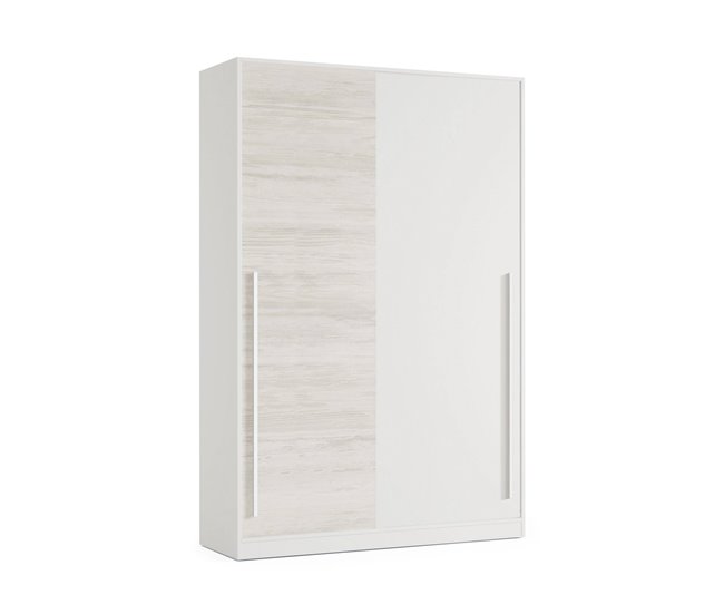 Armário 2 portas com efeito madeira 120 Branco