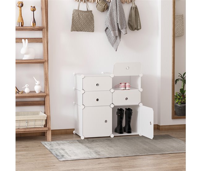 Armário Modular PP HOMCOM, casa - móveis de armazenamento 75 Branco