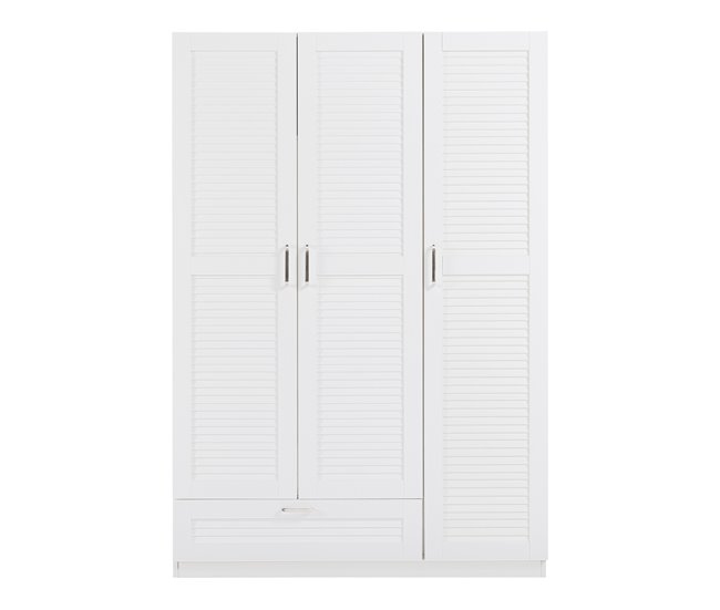 Armário de roupeiro com 2 calhas 1 gaveta [en.casa] Branco