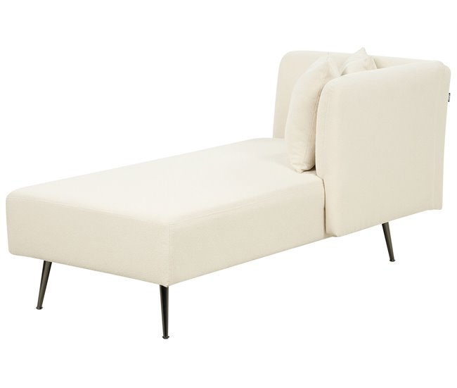 Beliani Chaise longue versão à esquerda Bouclé RIOM Branco/ Bege
