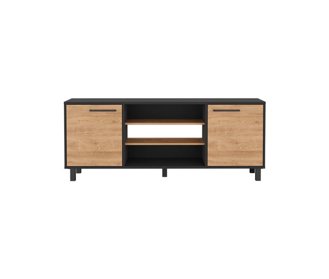 Mesa de TV Kaia com arrumação multimédia Preto