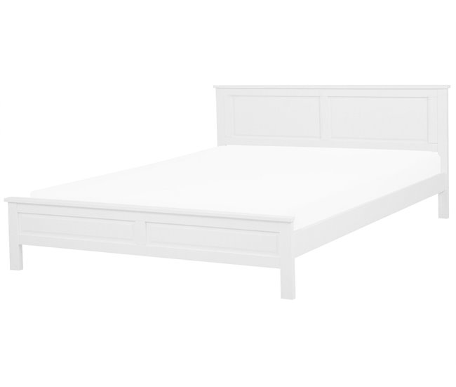 Beliani Cama com estrado Pinho OLIVET 189x208 Branco