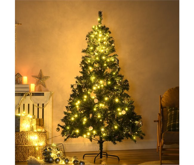 Árvore de Natal Artificial PVC e Metal HOMCOM, casa - natal Verde