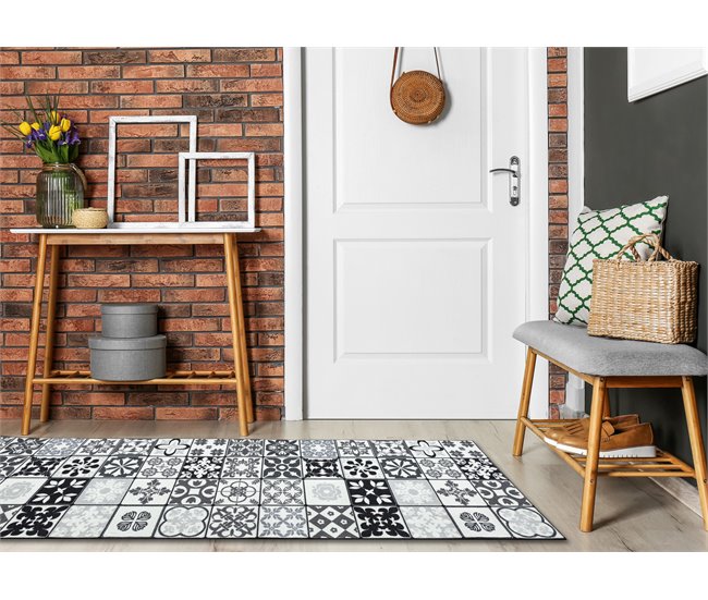 Alcatifa do corredor com reforçado de borracha AZULEJO PATCHWORK 100x790 Cinza