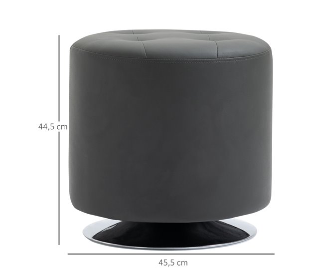 Apoio para os pés Otomano Giratório PU, Espuma, Metal Galvanizado Branco