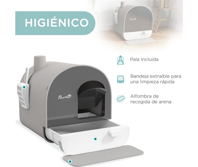 Caixa de Areia para Gatos PP PawHut Cinza