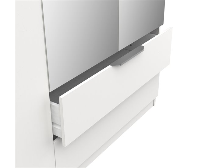 Roupeiro GHOST portas batentes com espelho e 2 gavetas Branco