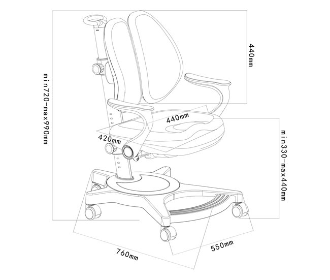 Cadeira de secretária para crianças Partille regulável [en.casa] Cinza