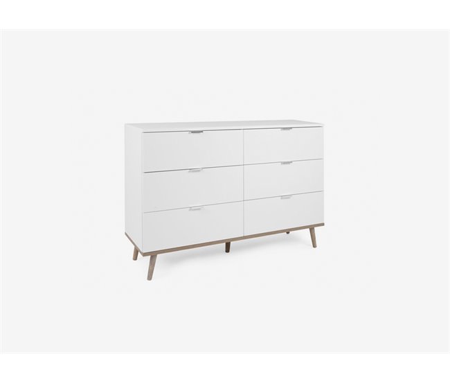 Cómoda dulpa com 3+3 gavetas NORDIC Branco/ Madeira
