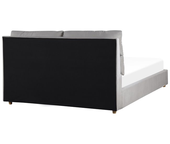 Beliani Cama baú Veludo BATILLY 174x224 Cinza