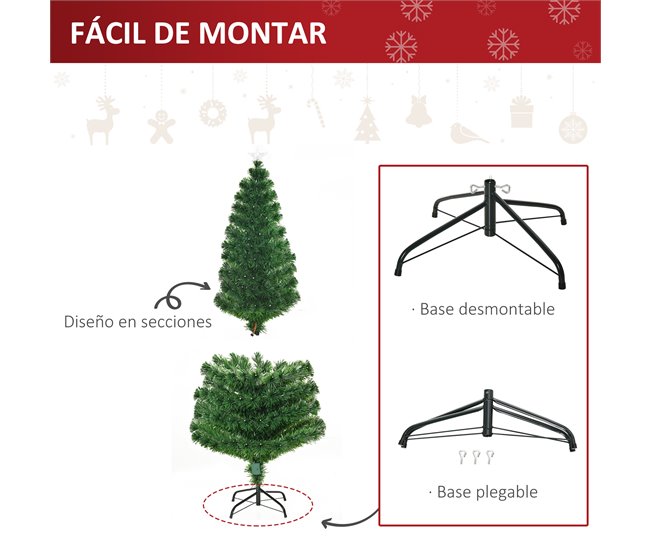 Árvore de Natal PVC e Metal HOMCOM, casa - natal Verde