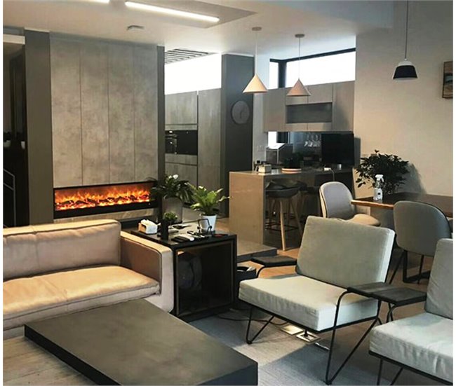 CAMINETTO VULTURO Sined 1,5 metros de comprimento lareira eléctrica integrada 1500W, Preto Preto