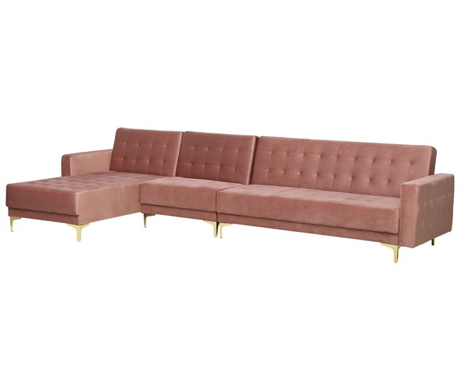 Beliani Sofá-cama Veludo ABERDEEN Azul Marino