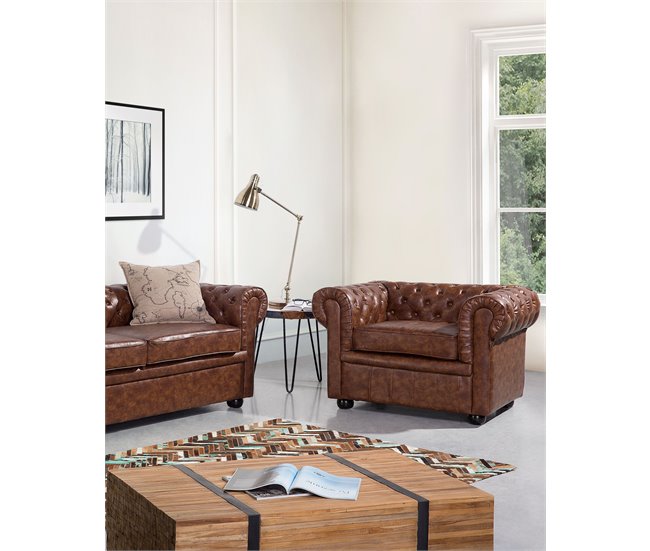 Beliani Poltrona CHESTERFIELD Bege